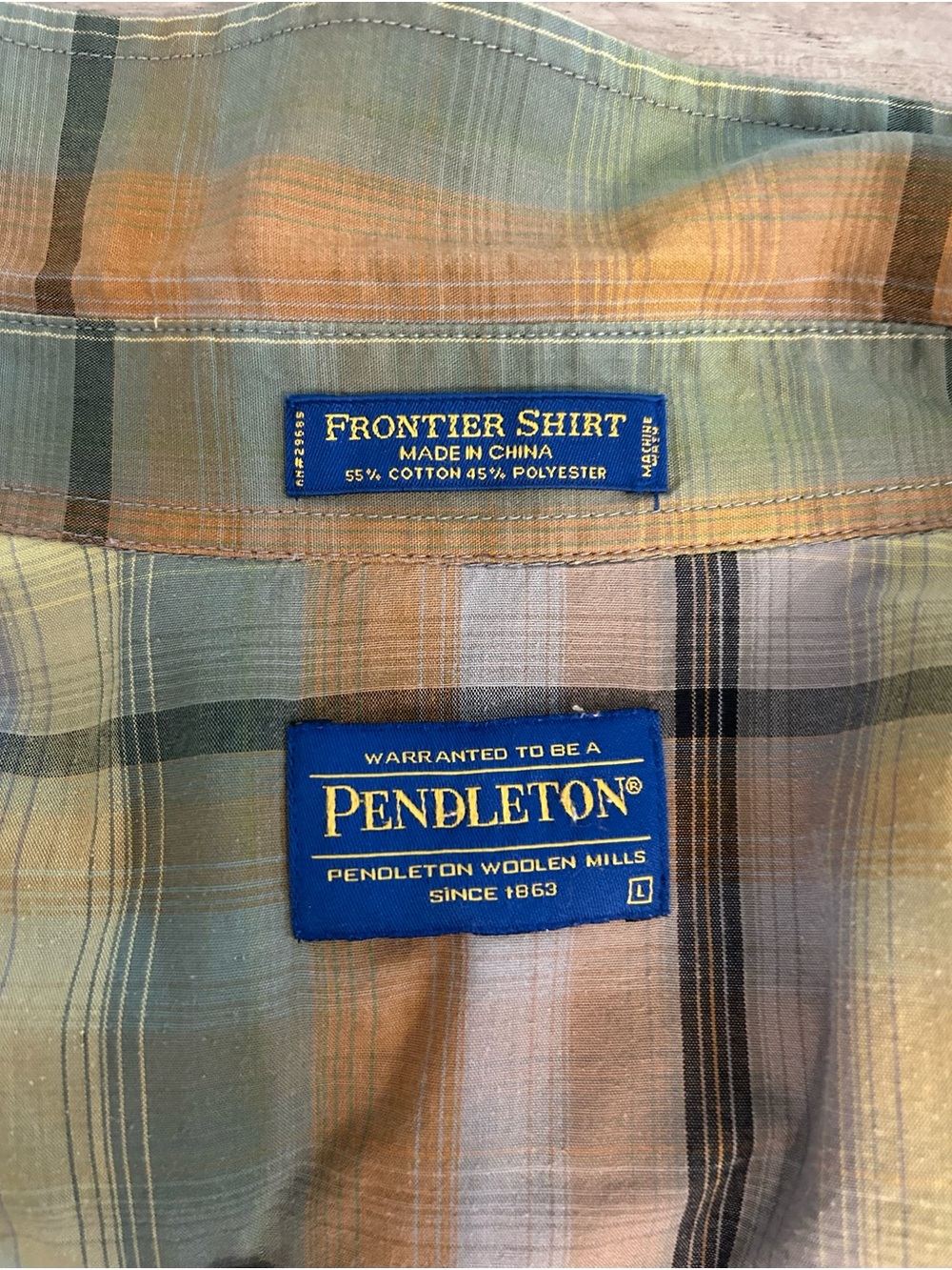 Men's Pendleton Plaid Pearl Snap Vintage Shirt in Green, Tan & Brown